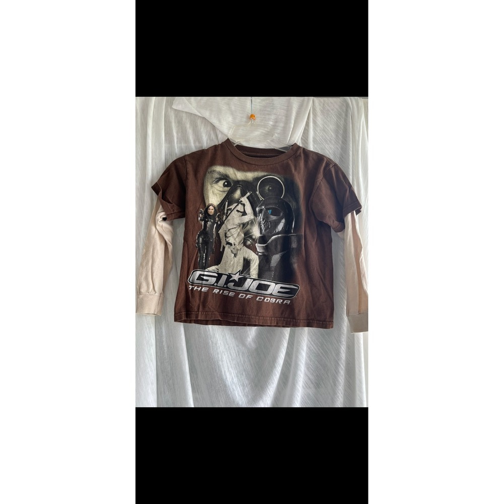 GI Joe The Rise of Cobra Kids Brown Graphic‎ Tee 2009 Long Sleeve Size L